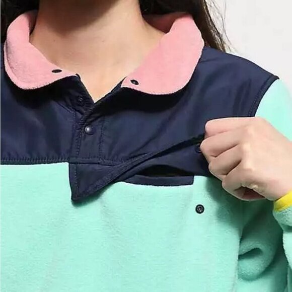 Herschel Supply Co. Mint Green Pullover Quarter Button Fleece Sweatshirt XL - Picture 3 of 10